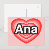 Ik hou van Ana. Ik hou van je Ana. Hart Briefkaart (Voorkant / Achterkant)