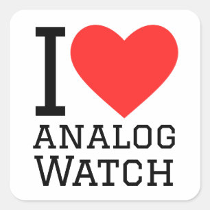 Ik hou van analoog horloge vierkante sticker