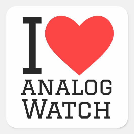 Ik hou van analoog horloge vierkante sticker (Voorkant)