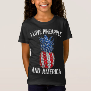 Ik hou van ananas en Amerikaanse vlag USA 4 van ju T-shirt