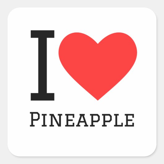 Ik hou van ananas vierkante sticker (Voorkant)