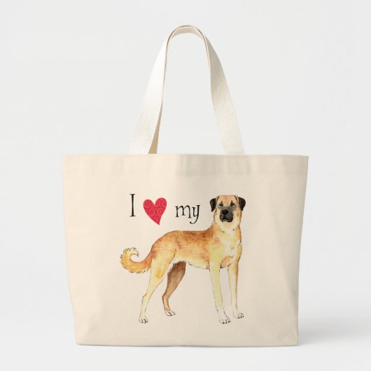 Ik hou van Anatolian Shepherd Grote Tote Bag (Voorkant)