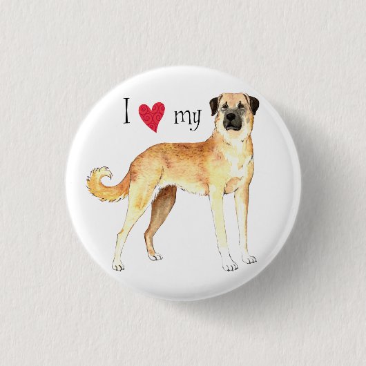 Ik hou van Anatolian Shepherd Ronde Button 3,2 Cm (Voorkant)