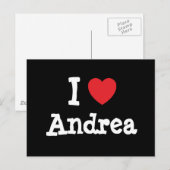Ik hou van Andrea hart T-Shirt Briefkaart (Voorkant / Achterkant)