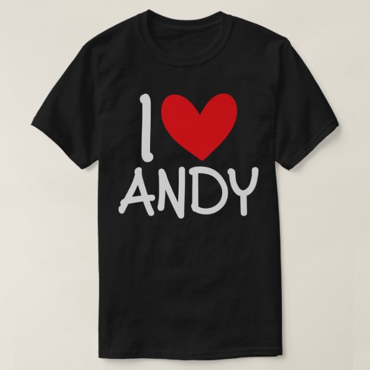 Ik hou van Andy Name Heart Persoonlijke Mannen Guy T-shirt (Design voorkant)