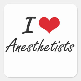 Ik hou van anesthetica artistiek design vierkante sticker