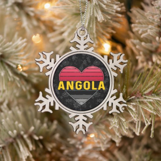 Ik hou van Angola, Angola hart Tin Sneeuwvlok Ornament (Boom)