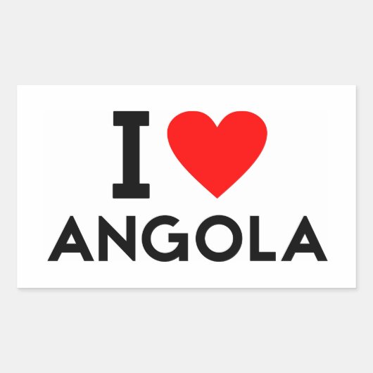 Ik hou van Angola land natie hartsymbool tekst Rechthoekige Sticker (Voorkant)
