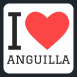 Ik hou van anguilla vierkante sticker<br><div class="desc">Ik hou van Anguilla,  voor reisliefhebbers</div>