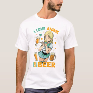 Ik hou van anim en bier - Cute Kawaii - Manga Otak T-shirt