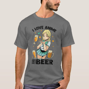 Ik hou van anim en bier - Cute Kawaii - Manga Otak T-shirt