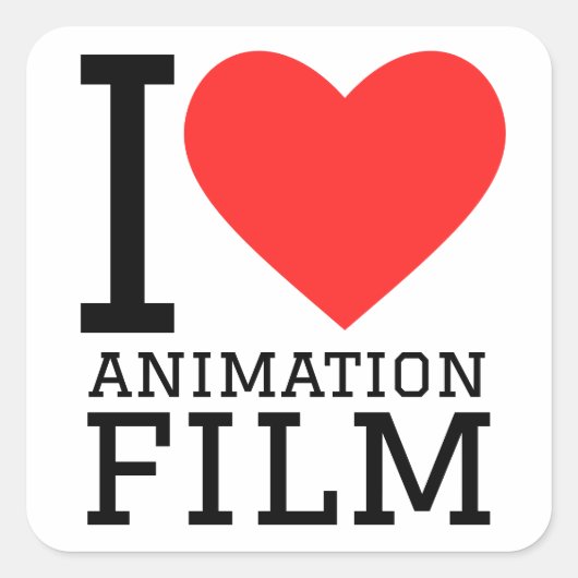 Ik hou van animatiefilms vierkante sticker (Voorkant)