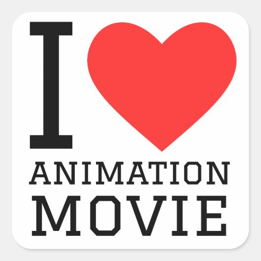 Ik hou van animatiefilms vierkante sticker (Voorkant)