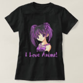 Ik hou van Anime! Anime Girl otaku Manga T-shirt (Design voorkant)