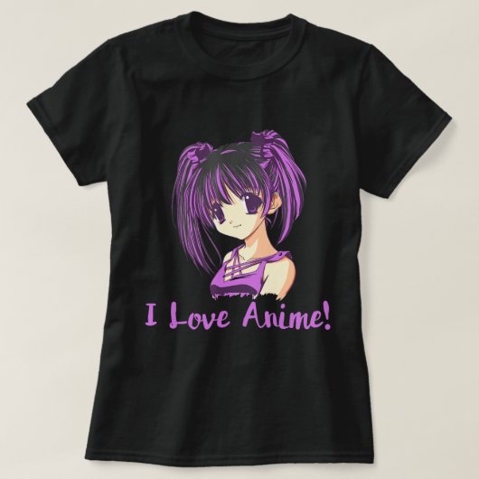 Ik hou van Anime! Anime Girl otaku Manga T-shirt (Design voorkant)