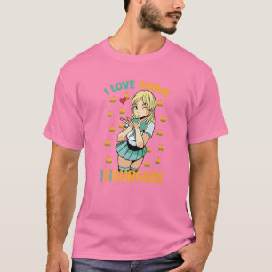 Ik hou van Anime en Burgers - Cute Kawaii - Manga T-shirt