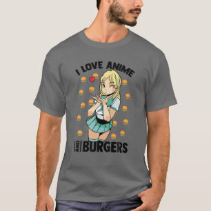 Ik hou van Anime en Burgers - Cute Kawaii - Manga T-shirt