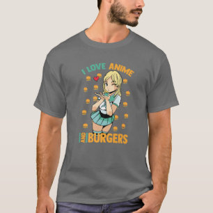 Ik hou van Anime en Burgers - Cute Kawaii - Manga T-shirt
