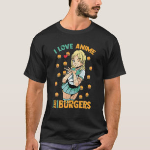Ik hou van Anime en Burgers - Cute Kawaii - Manga  T-shirt
