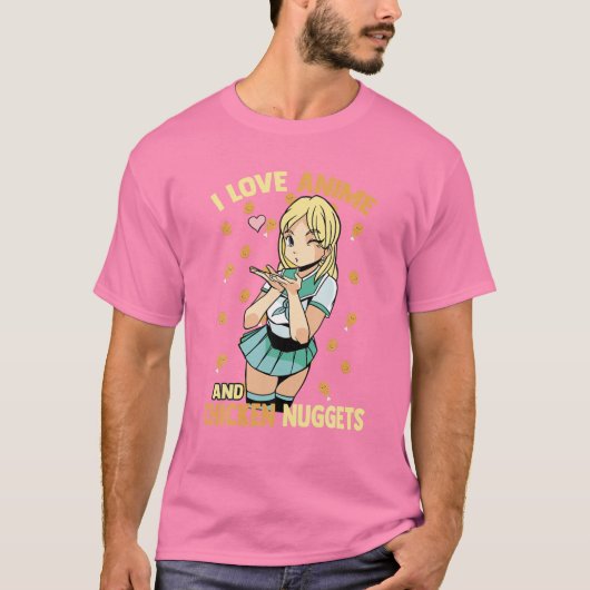 Ik hou van Anime en Chicken Nuggets - Cute Kawaii  T-shirt (Voorkant)