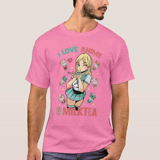 Ik hou van Anime en Melk Tea - Cute Kawaii - Match T-shirt (Voorkant)