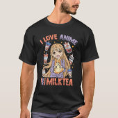 Ik hou van Anime en Melk Tea - Kawaii Otaku Girl - T-shirt (Voorkant)