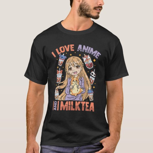 Ik hou van Anime en Melk Tea - Kawaii Otaku Girl - T-shirt (Voorkant)