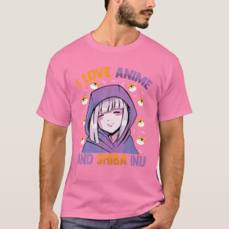 Ik hou van Anime en Shiba Inu - Kawaii Blushing Ot T-shirt