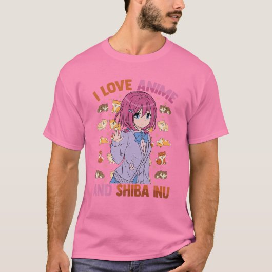 Ik hou van Anime en Shiba Inu - Kawaii Otaku - Cut T-shirt (Voorkant)