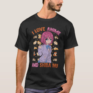 Ik hou van Anime en Shiba Inu - Kawaii Otaku - Cut T-shirt