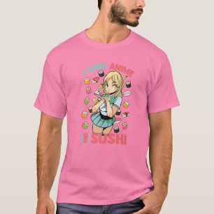 Ik hou van Anime en Sushi - Cute Kawaii - Manga Ot T-shirt