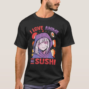 Ik hou van Anime en Sushi - Kawaii Blushing Otaku  T-shirt