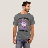 Ik hou van Anime en Takoyaki - Kawaii Blushing Ota T-shirt (Voorkant volledig)