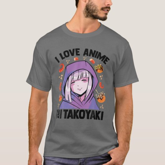 Ik hou van Anime en Takoyaki - Kawaii Blushing Ota T-shirt (Voorkant)