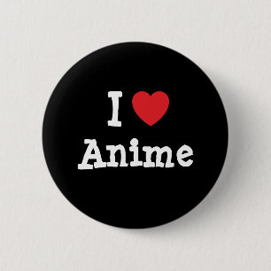 Ik hou van Anime hart op maat Ronde Button 5,7 Cm