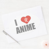 Ik hou van Anime Ovale Sticker (Envelop)