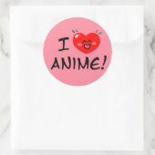 Ik hou van Anime Ronde Sticker (Tas)