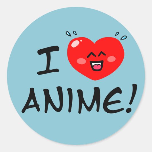 Ik hou van Anime Ronde Sticker (Voorkant)