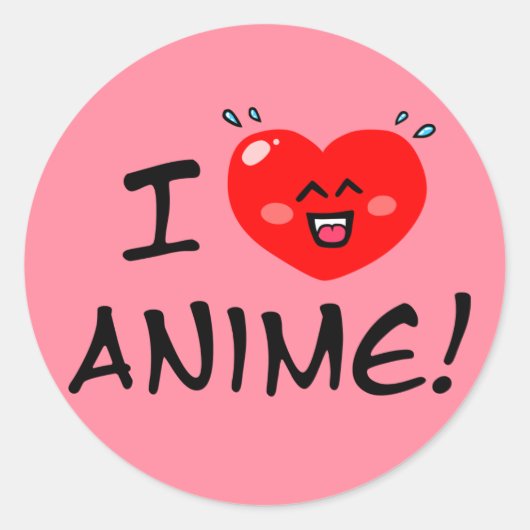 Ik hou van Anime Ronde Sticker (Voorkant)