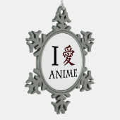 Ik hou van Anime Tin Sneeuwvlok Ornament (Links)