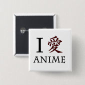 Ik hou van Anime Vierkante Button 5,1 Cm (Voorkant /achterkant)