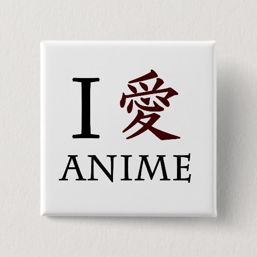 Ik hou van Anime Vierkante Button 5,1 Cm (Voorkant)