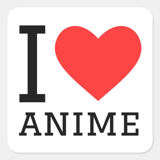 Ik hou van anime vierkante sticker (Voorkant)