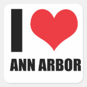 Ik hou van Ann Arbor Vierkante Sticker (Voorkant)