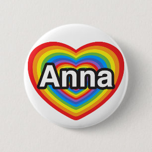 Ik hou van Anna. Ik hou van je Anna. Hart Ronde Button 5,7 Cm