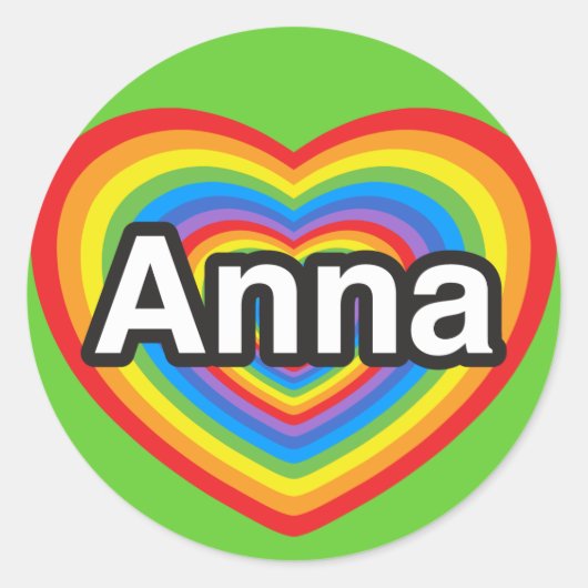 Ik hou van Anna. Ik hou van je Anna. Hart Ronde Sticker (Voorkant)
