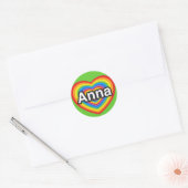 Ik hou van Anna. Ik hou van je Anna. Hart Ronde Sticker (Envelop)