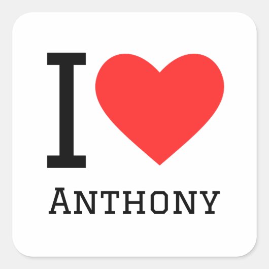 Ik hou van anthony vierkante sticker (Voorkant)