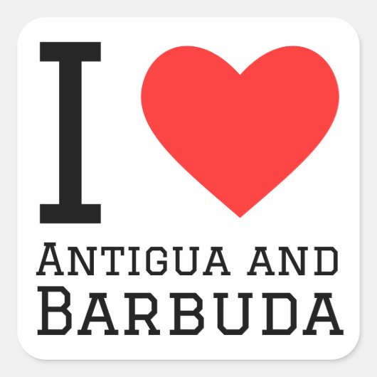 Ik hou van Antigua en Barbuda Vierkante Sticker (Voorkant)