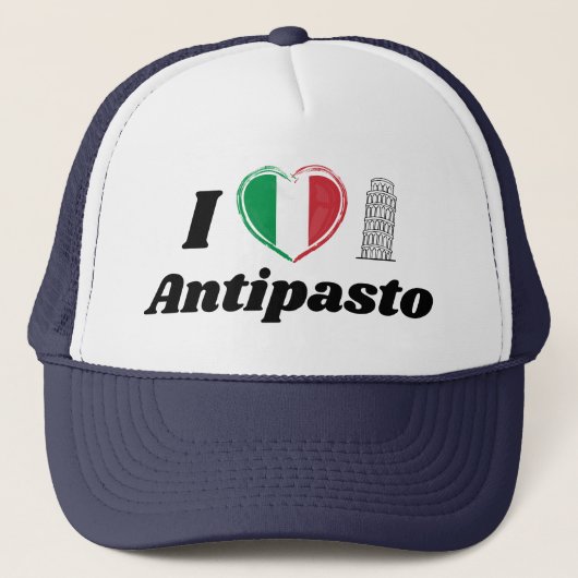 Ik hou van Antipasto Italiaanse hart vlag trucker Trucker Pet (Voorkant)